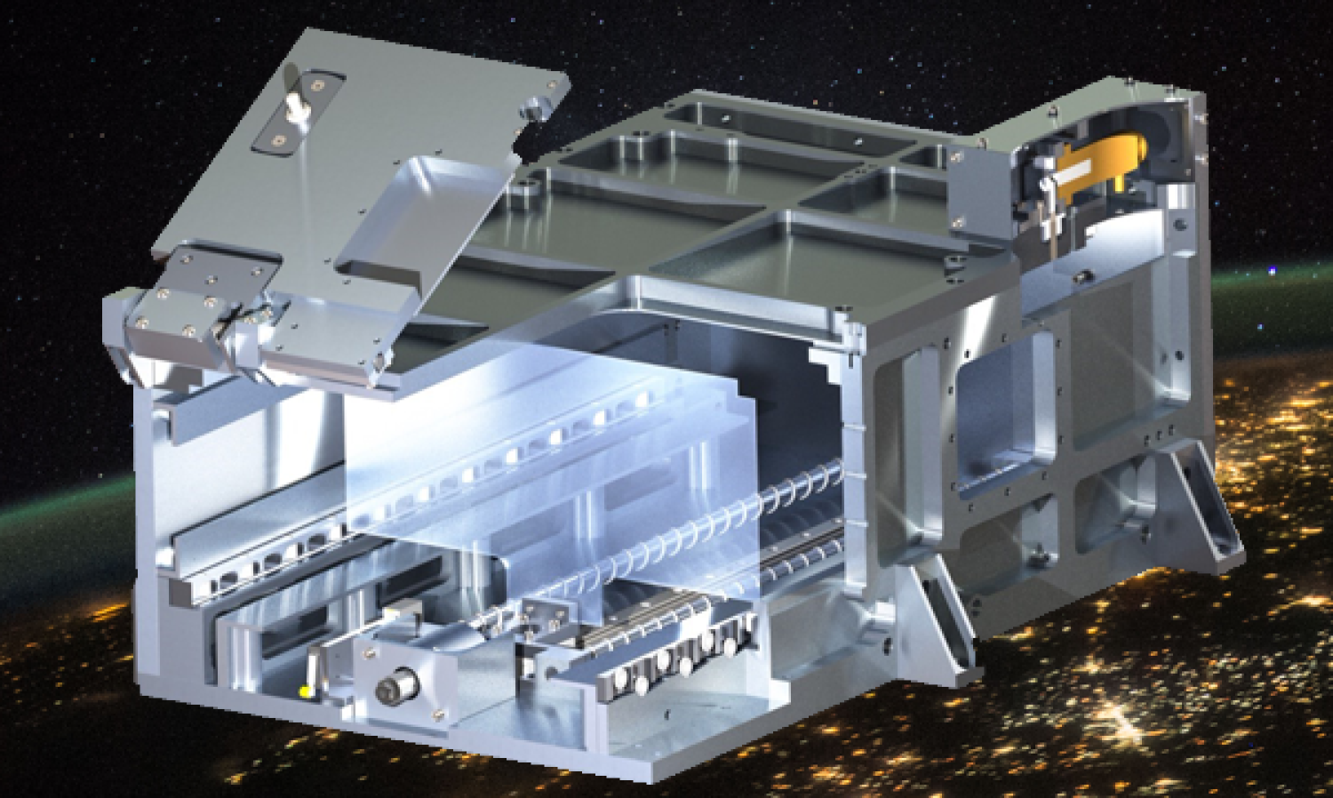 A CAD rendering of the CubeSat launcher.
