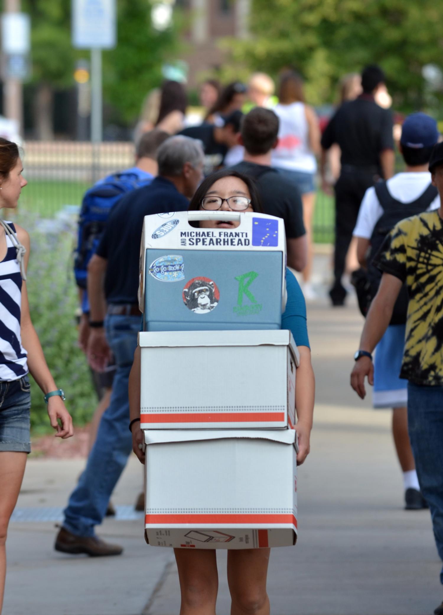 Woman with boxes