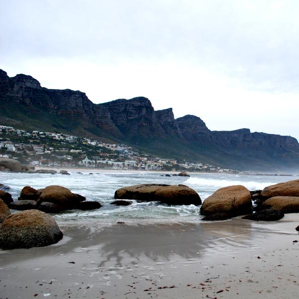 Cape Town from the beach with cliffs in background