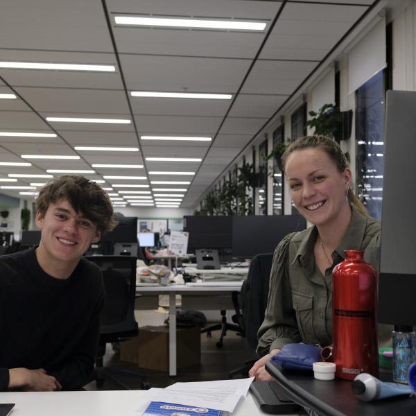 Student interns in an office