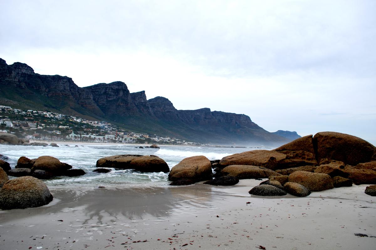 Cape Town from the beach with cliffs in background