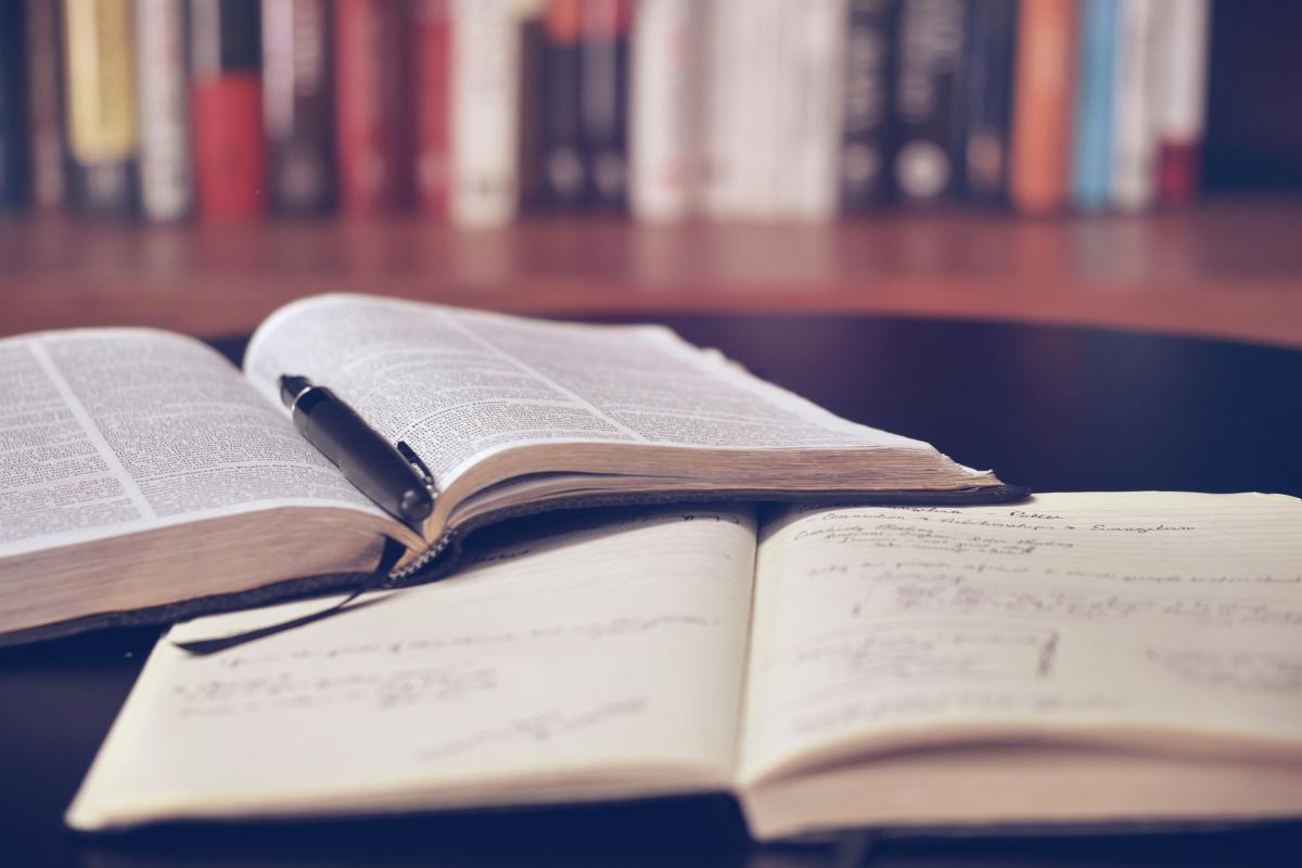 Book open on desk
