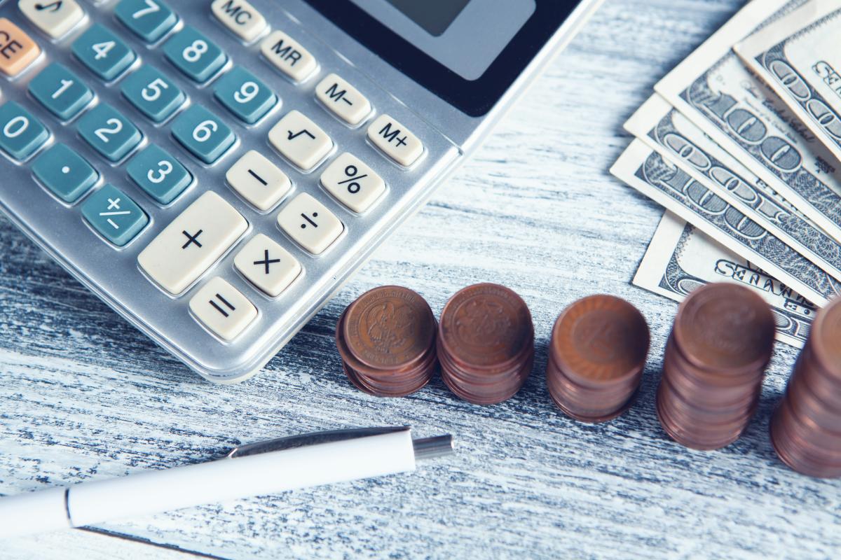 Photo of calculator and coins