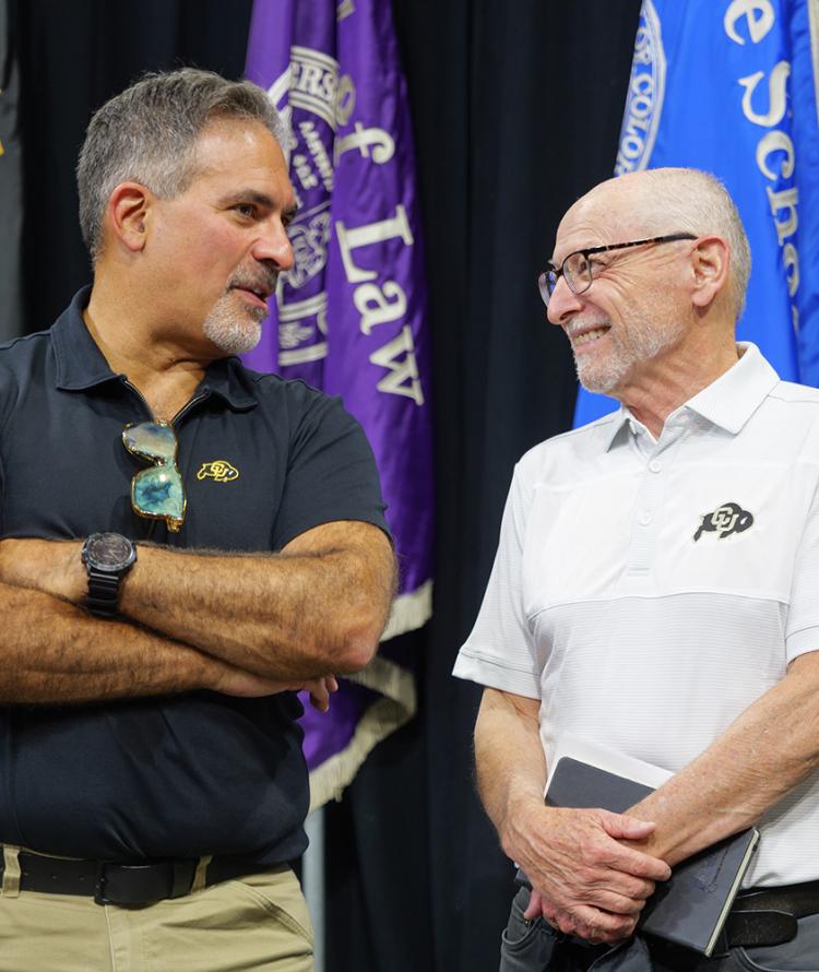 Chancellor Justin Schwartz and Provost Russ Moore during New Student Convocation