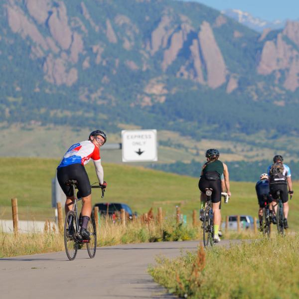Bikers in the flatirons