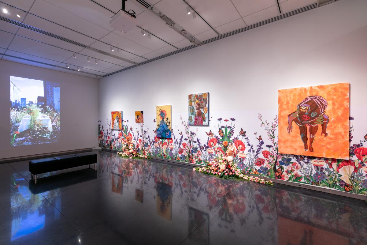 An installation view of the exhibition We CU: A Visual Celebration of Black Womanhood, Presence, and Connectedness at the University of Colorado Art Museum. Image by Wes Magyar, © The Museum for Black Girls and © CU Art Museum and University Libraries, University of Colorado Boulder.