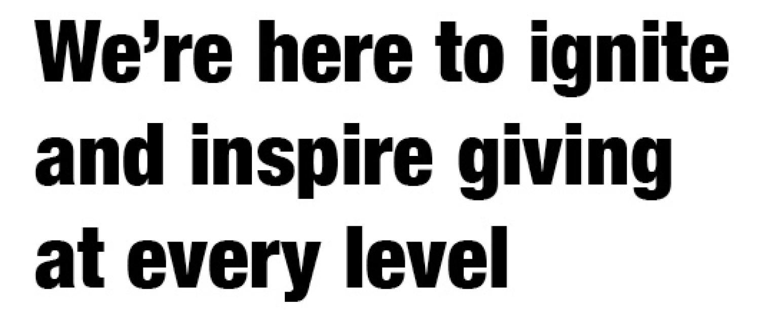 We're here to ignite and inspire giving at every level