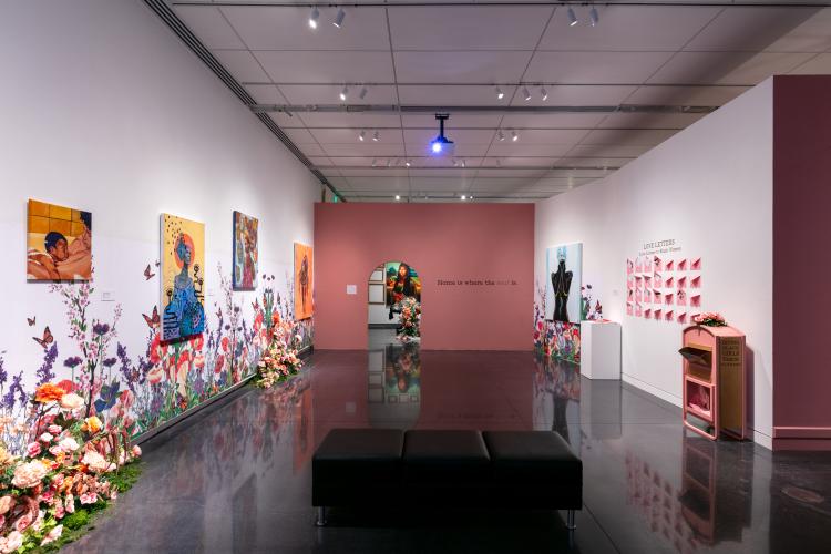 An installation view of the exhibition We CU: A Visual Celebration of Black Womanhood, Presence, and Connectedness at the University of Colorado Art Museum. Image by Wes Magyar, © The Museum for Black Girls and © CU Art Museum and University Libraries, University of Colorado Boulder.