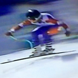 Glen Abramowski skiing the downhill run