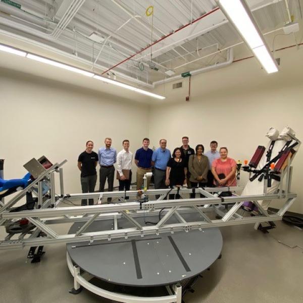 Members of the team in the human centrifuge lab.