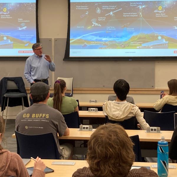 Dave Kaufman speaking to students.
