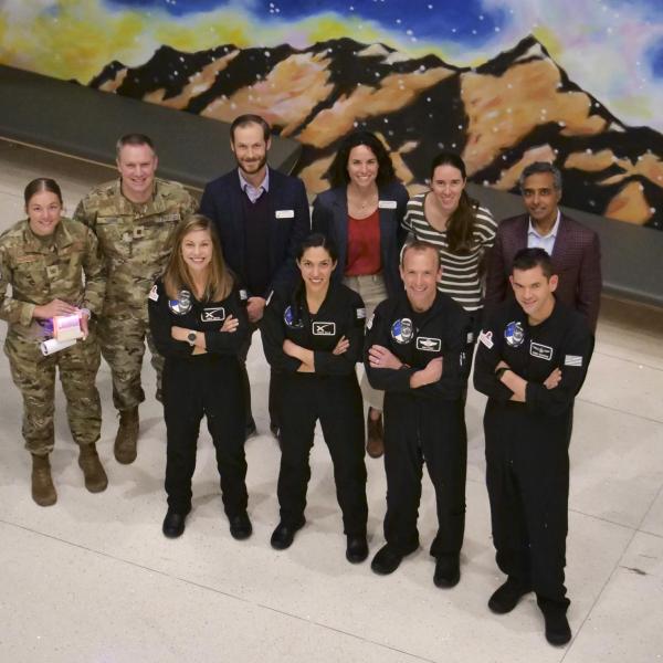 SpaceX Polaris Dawn crew in the Aerospace Building
