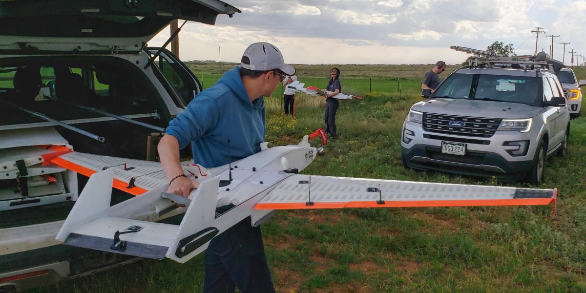 Preparing to launch a RAAVEN drone.