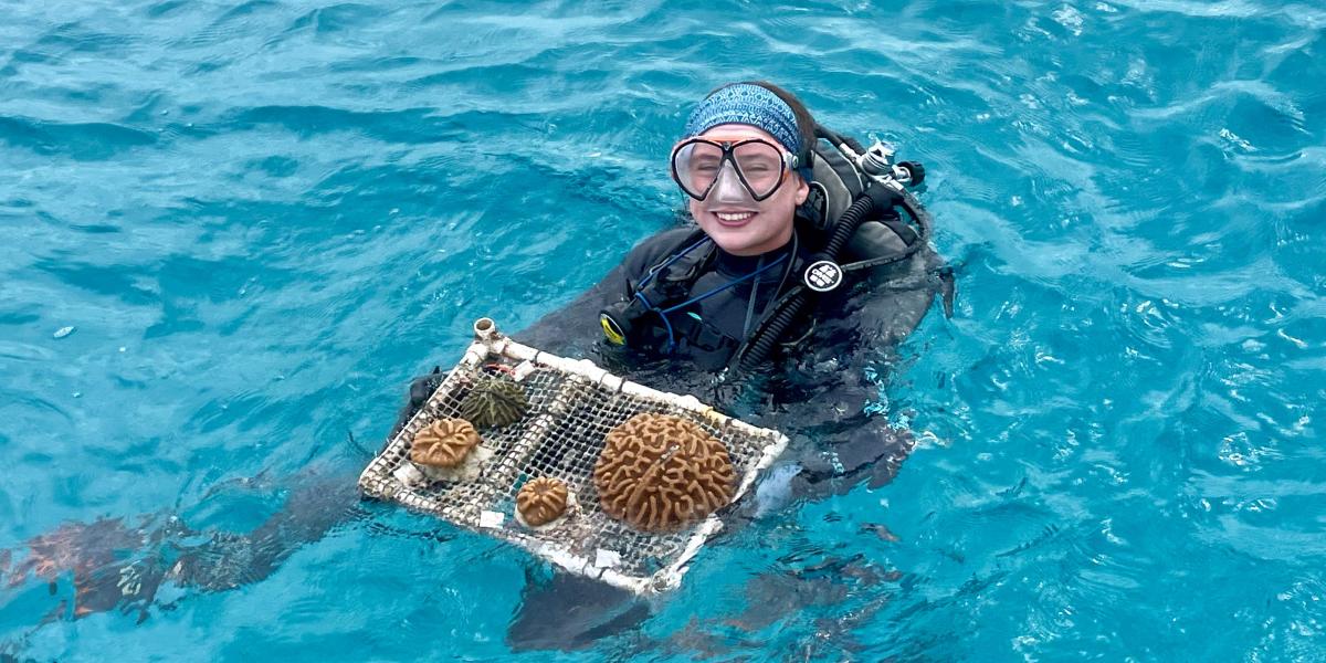 Marielle Lenehan in SCUBA gear.