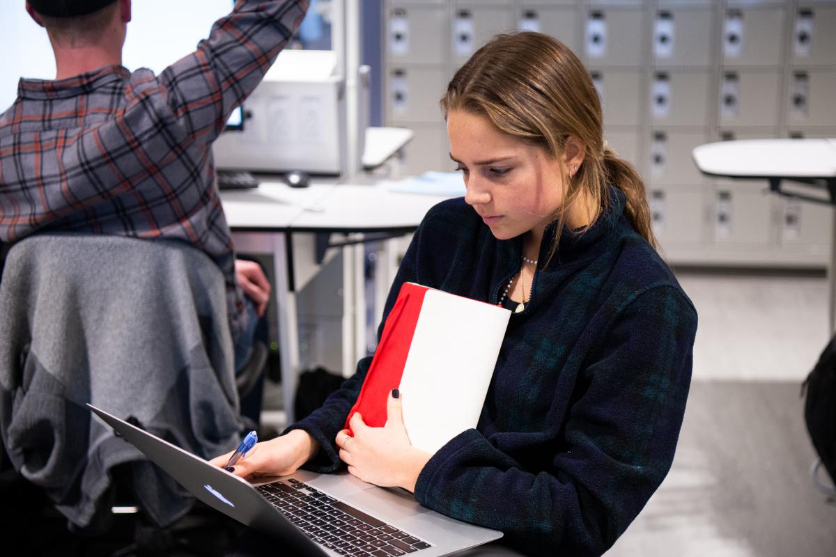 Student working on a computer.