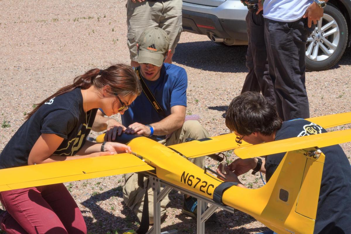 Students working on a UAV.