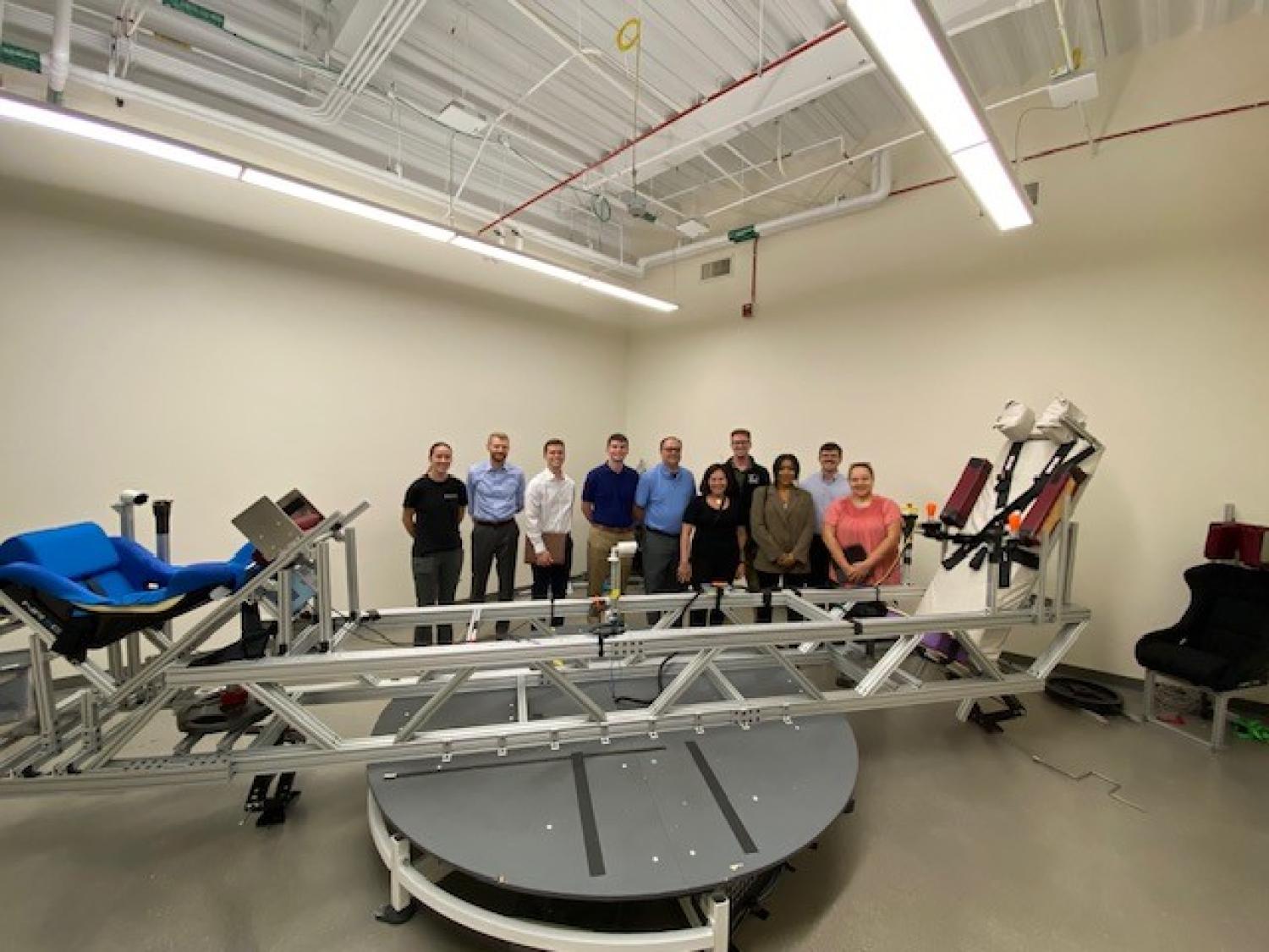 Members of the team in the human centrifuge lab.
