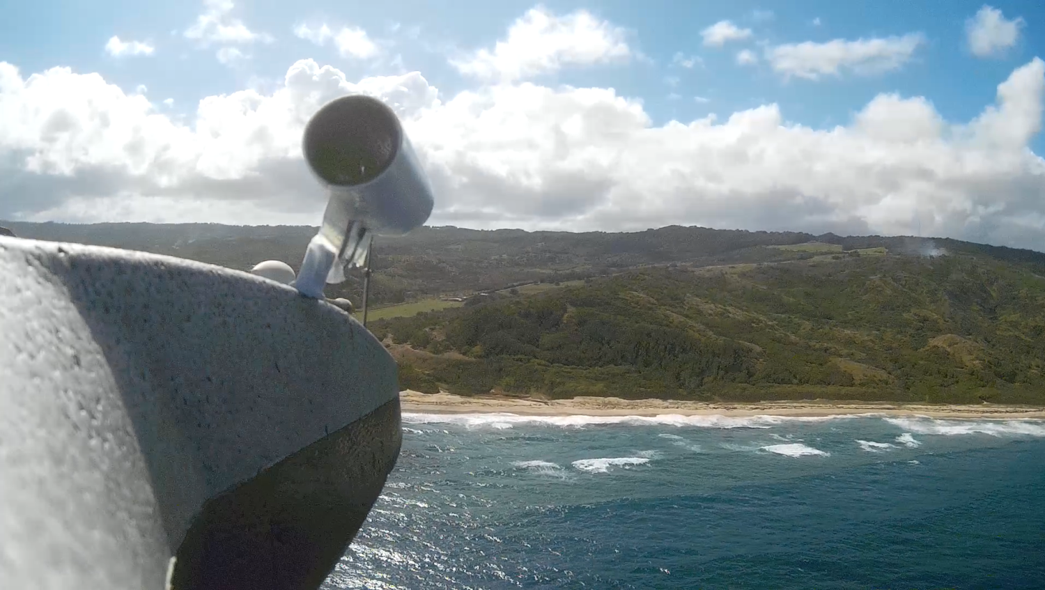 RAAVEN drone in flight over the Atlantic Ocean.