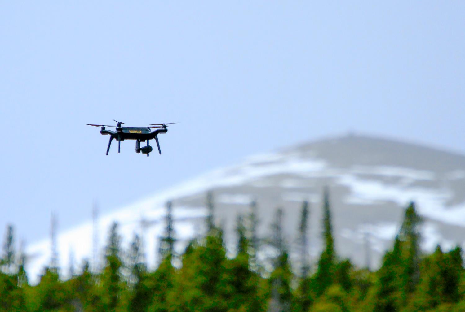 A quadcopter flying.