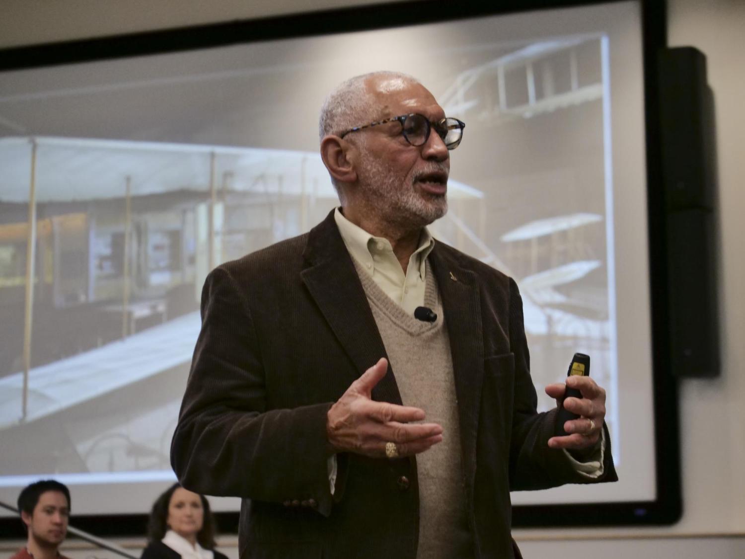 Charles Bolden speaking to students.