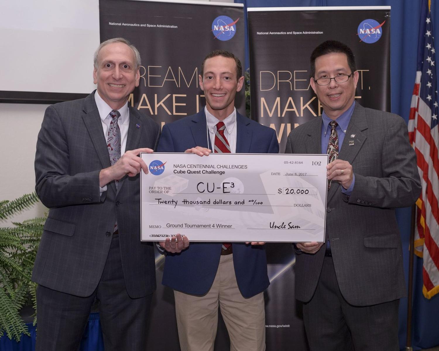 Ben Fried at the NASA check presentation.