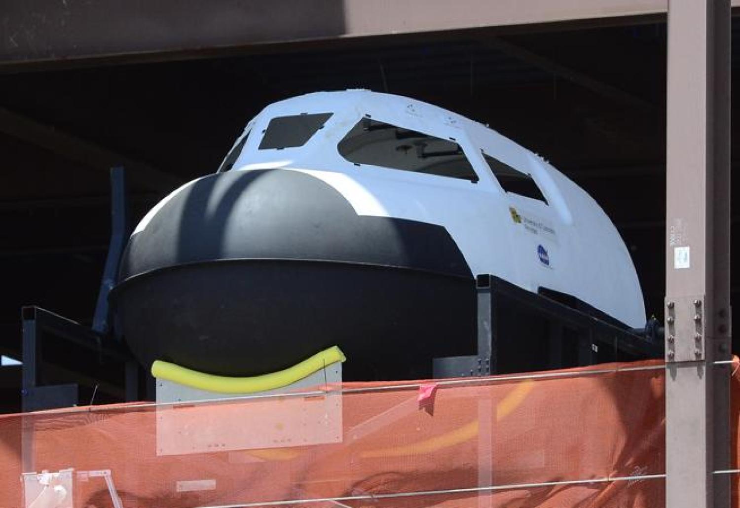 A mockup of the Dreamchaser at the construction site.