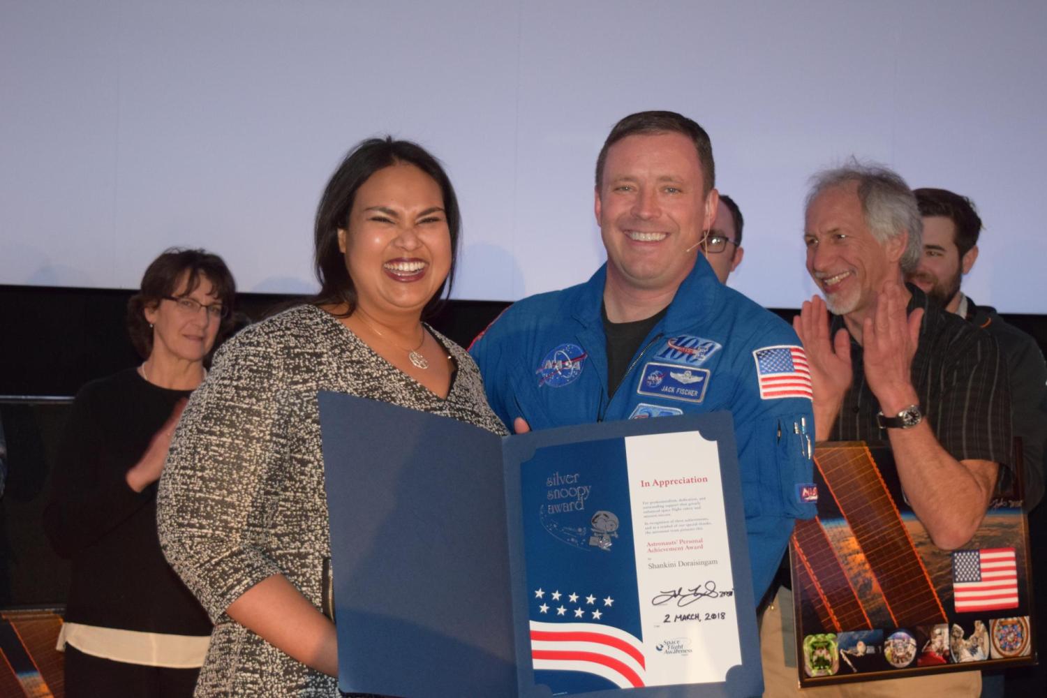 Shankini Doraisingam and Jack Fischer inside Fiske Planetarium