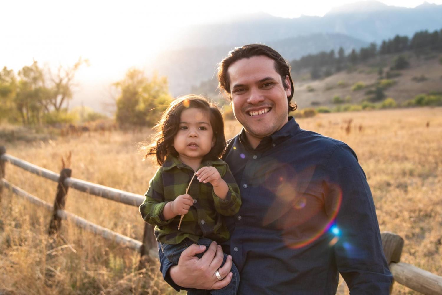 Josh Barrio with his son.