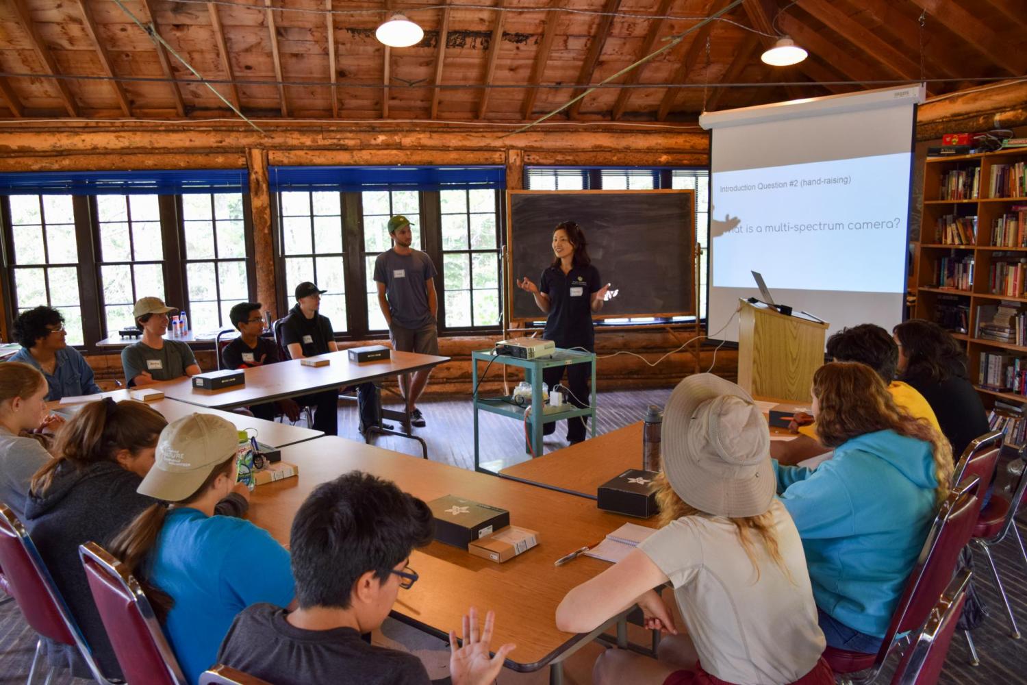 Tomoko Matsuo leading a discussion about infrared, visible, and ultraviolet light.