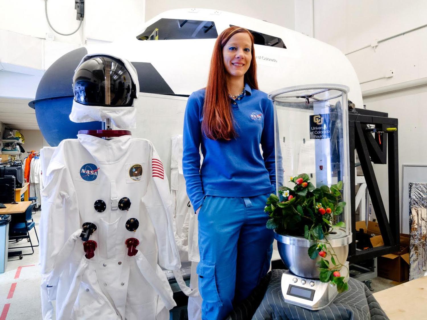 Heather Hava in the Bioastronautics lab.