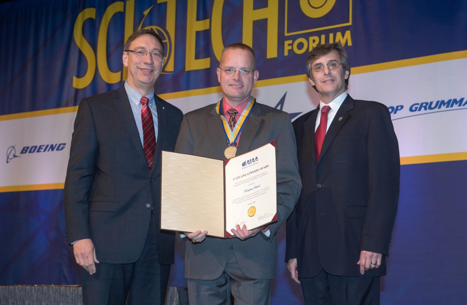 HP Schaub at the SciTech forum with the Atwood Award.