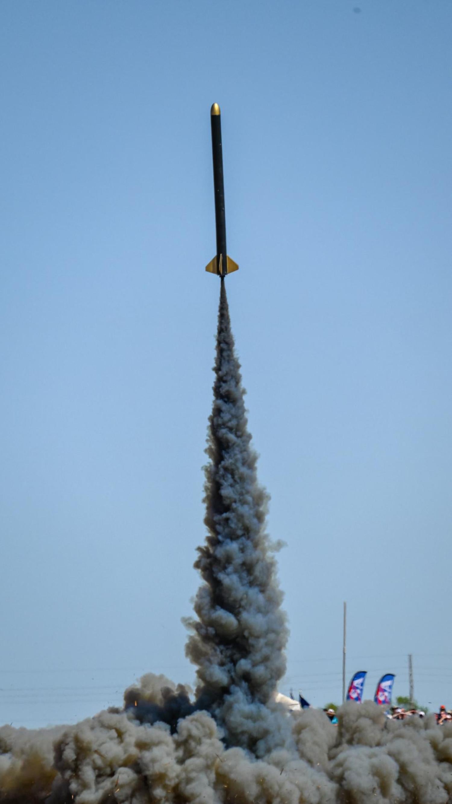 The rocket in flight.