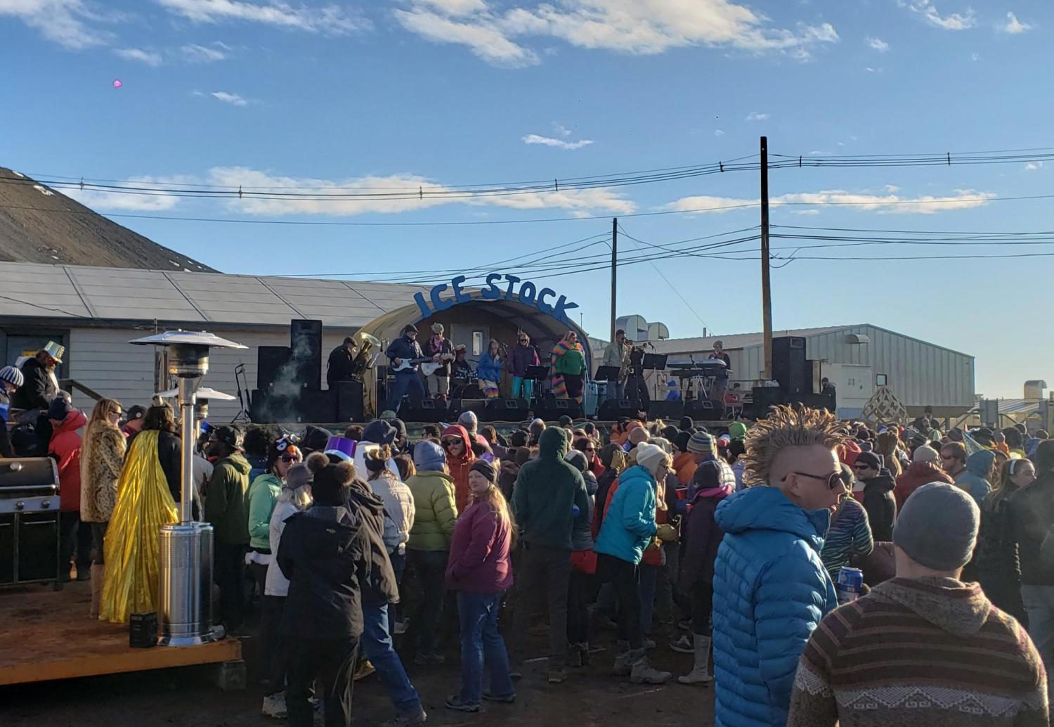 Icestock concert underway outside.