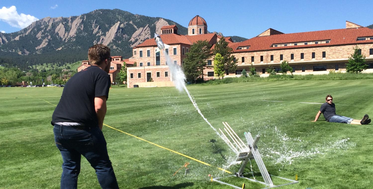 Students launch bottle rockets