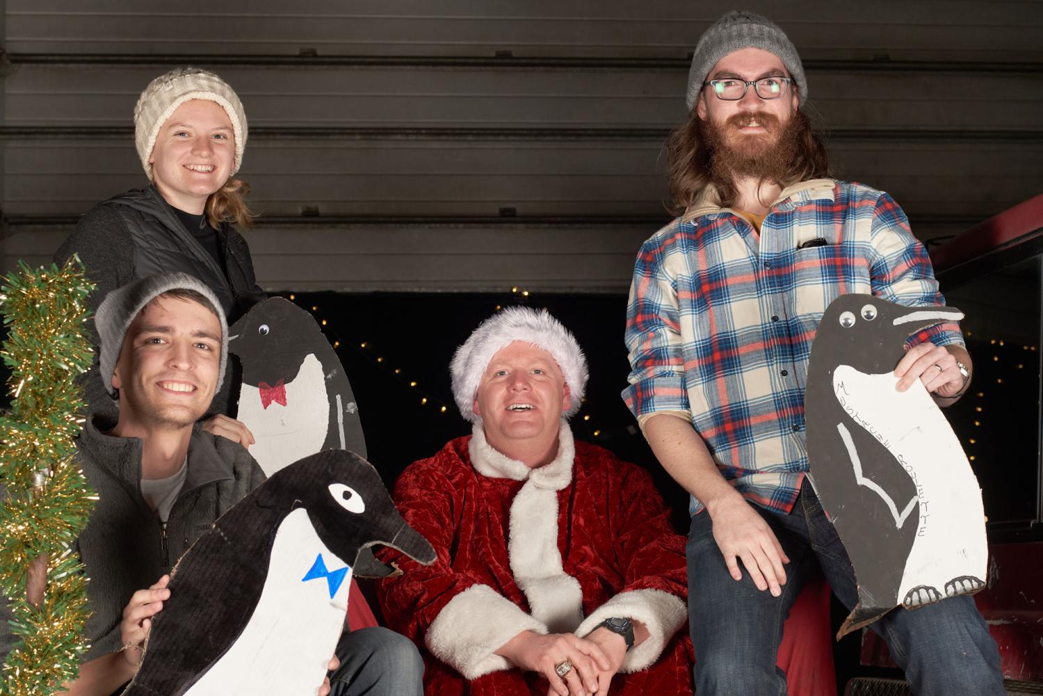 Jandreau with two colleagues and Santa.