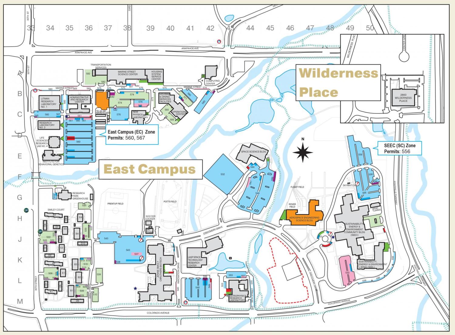 East Campus Parking Map