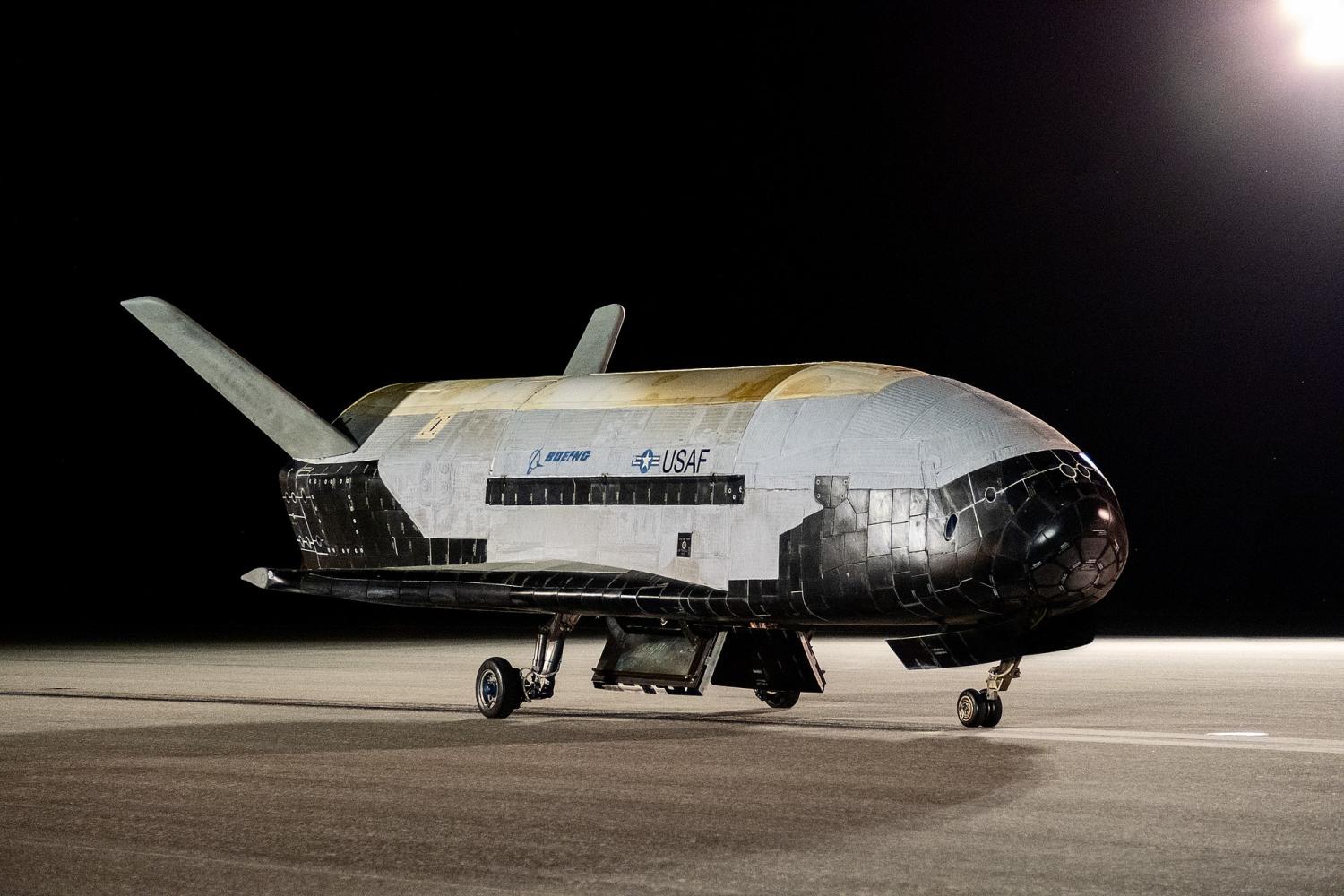 The Boeing X-37B on a runway.