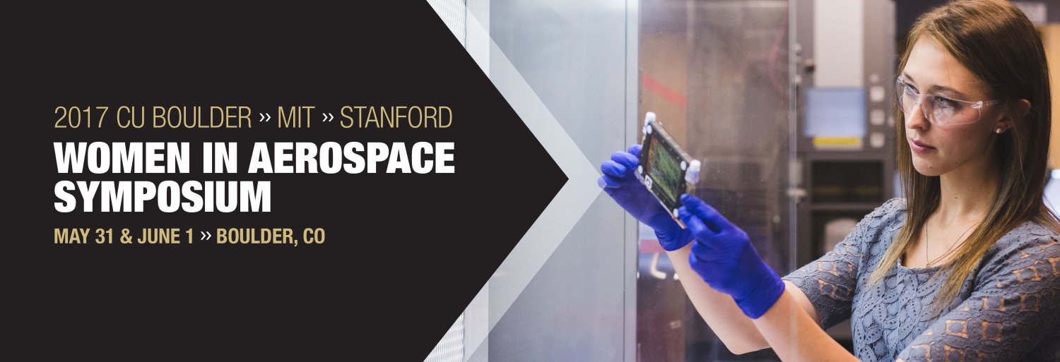 Women in Aerospace Symposium Header with a student working in BioServe Space Technologies