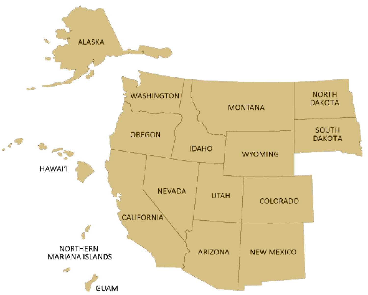 A map of WICHE member states and territories.