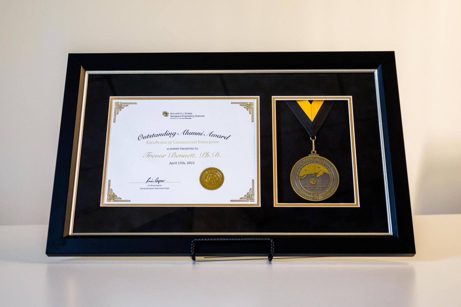 The award plaque