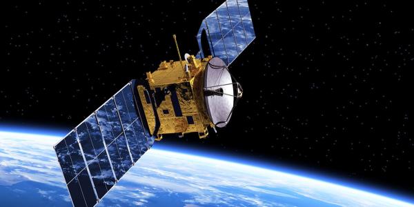 Communications satellite in orbit