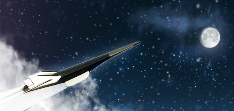 Illustration of a hypersonic vehicle flying into space