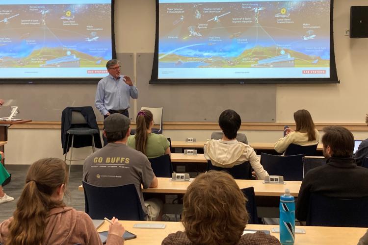 Dave Kaufman speaking to students.