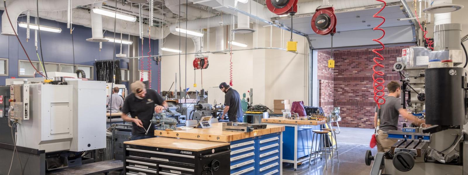 Working in the machine shop.