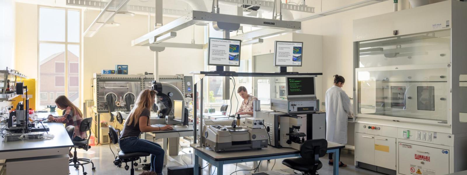 Students working in a lab.