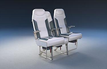 Airplane seat row.
