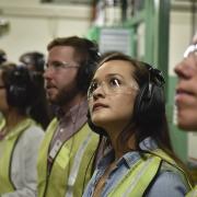 CU Boulder students tour the high-speed beverage can manufacturing facilities in Golden during Ball Corporation Career Day, 2018. Credit: Ball Corporation