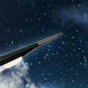 Illustration of a hypersonic vehicle flying into space