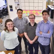 Colorado Space Grant Consortium undergraduates heading for NASA this week to present a new spacecraft design for moving cargo from Earth orbit to the moon and Mars are, from left to right, Olivia Zanoni, Gerardo Pulido, Gabriel Walker and Justin Norman