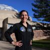 Sarah Gillis outside Fiske Planetarium